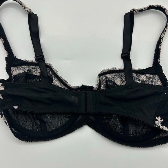 Felina Lingerie Bra 34DD Black Sheer Lace Embroidered Unlined Underwire Floral - Picture 7 of 10